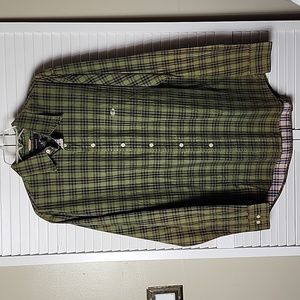 Express Mens Long Sleeve Button Front Green Plaid Cotton Shirt Size Medium NWT